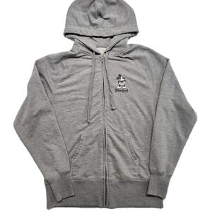 Disneyland Resort Mickey Mouse Full Zip Hoodie Gray Embroidered Womens Medium